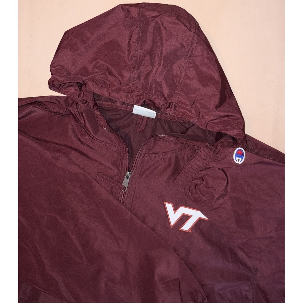 Virginia Tech Hookies Mens Medium 1/2 Zip Anorak Windbreaker Pullover Champion